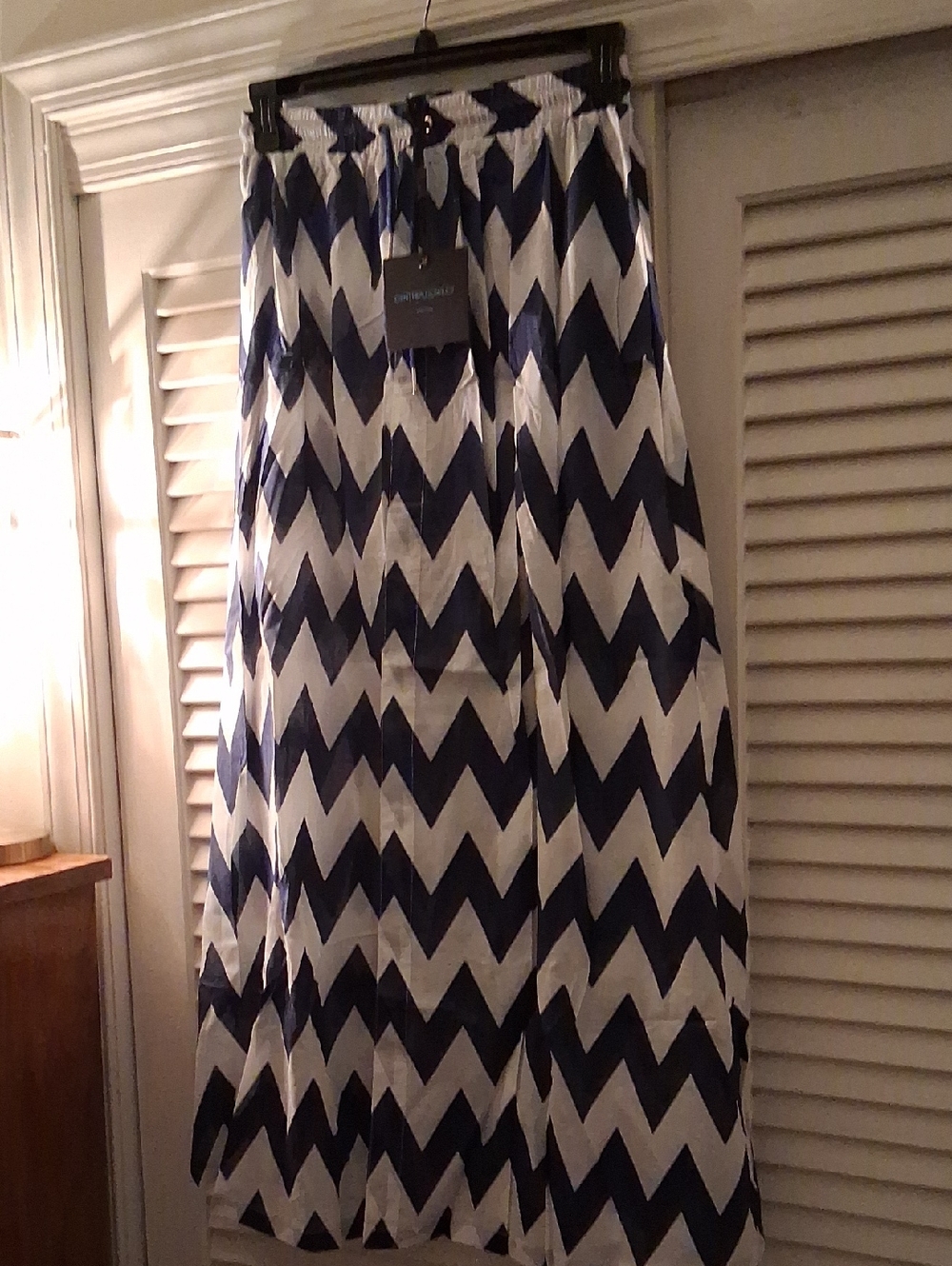 NWT - Cynthia Rowley Navy & White Chevron Maxi Skirt